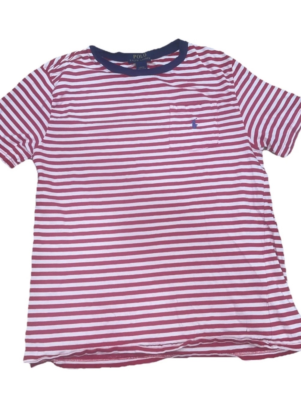Polo Ralph Lauren Striped Pocket Tshirt Boys Size Large 14/16 Red White Blue